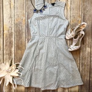 Ann Taylor Baby Blue Eyelet A-Line Dress 4
